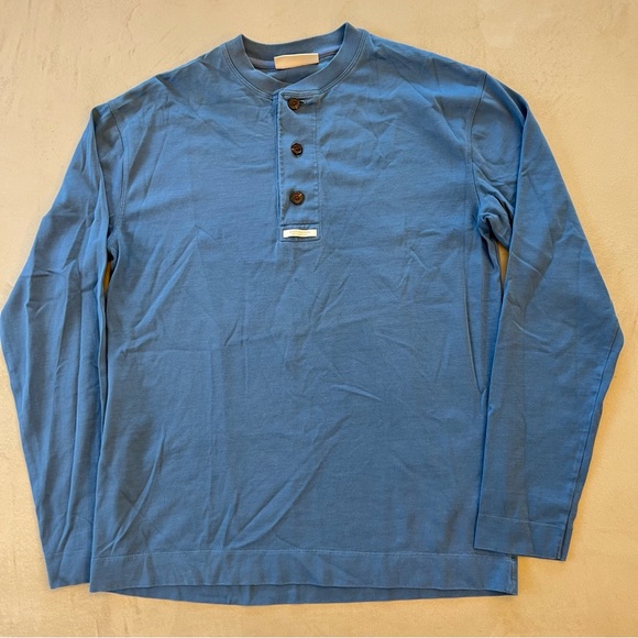 SCOTCH & SODA Grandad Button Neck Long sleeved Shirt, Blue, M - Picture 2 of 8